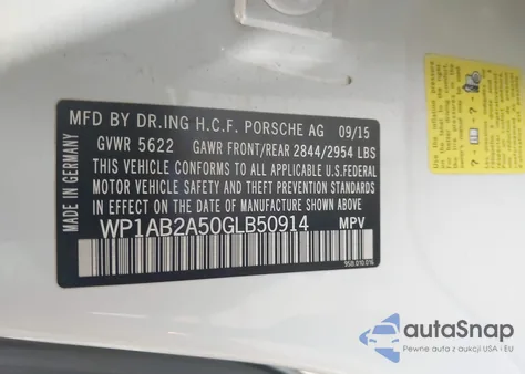 2016 Porsche Macan S from USA, damaged, VIN WP1AB2A50GLB50914